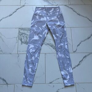 Lululemon Wunder Under High-Rise Tights 28" Flower Pop White Silver sz 6